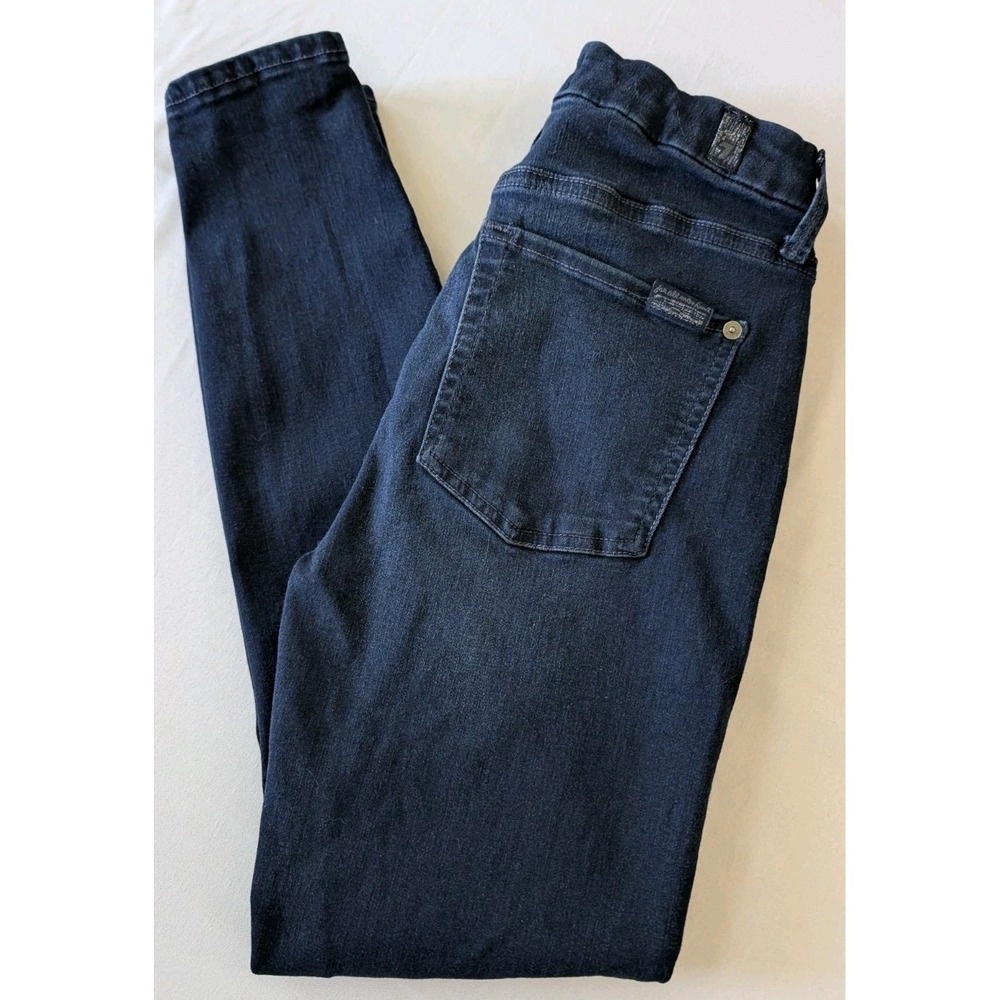 7 For All Mankind High Waist Ankle Skinny Jeans Womens 27 Dark Wash Blue Modal